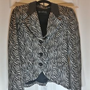 Dana Buchman Zebra Stripe Black Leather Blazer